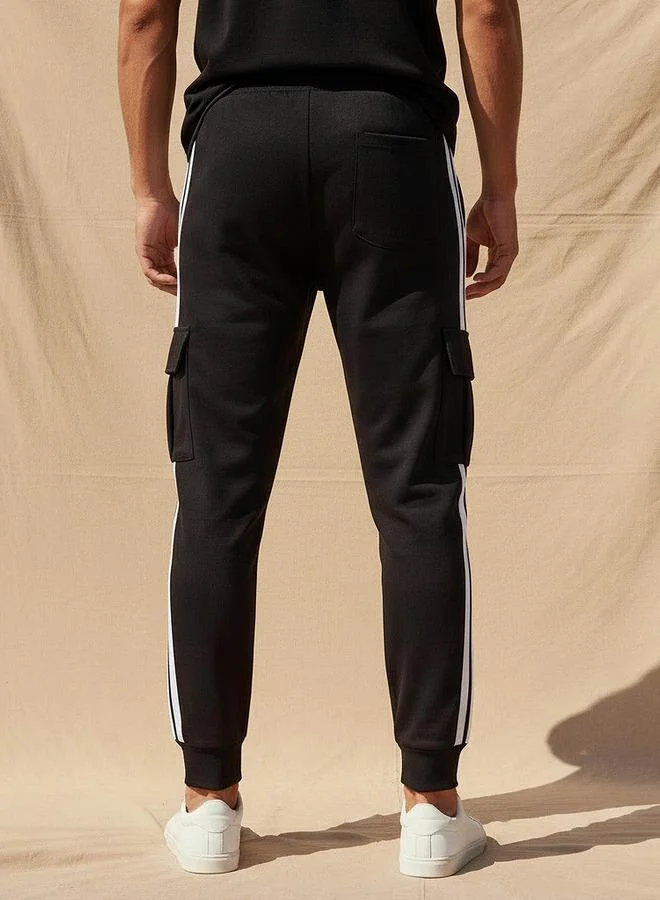Splash FAV Black Men Joggers with Tape Detail for Men | Best Price UAE