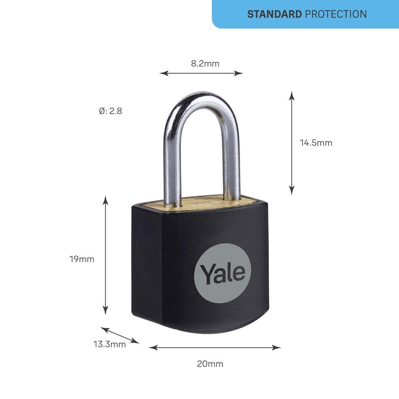 Yale Yale Padlock Black Set of 4 pcs 3 Common Keys 20mm  - Image 3