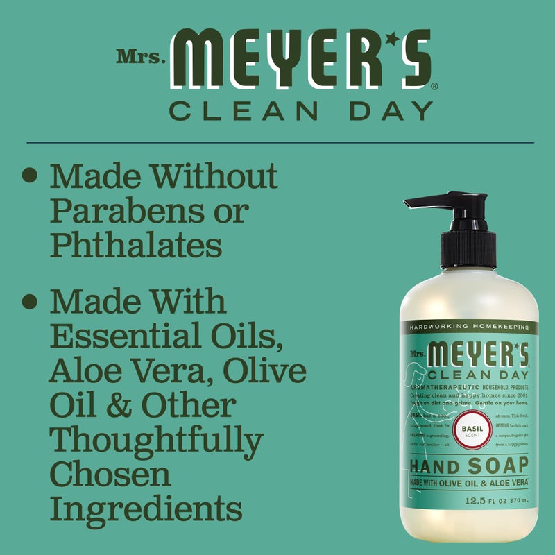MRS. MEYER'S CLEAN DAY Hand Soap Refill, Made with Essential Oils, Biodegradable Formula, Basil, 33 fl. oz - Image 4