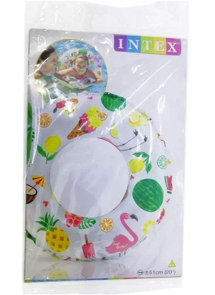 INTEX - 59230NP-Lively Print Inflatable Swim Ring 51cm/20", Fruits - Image 1