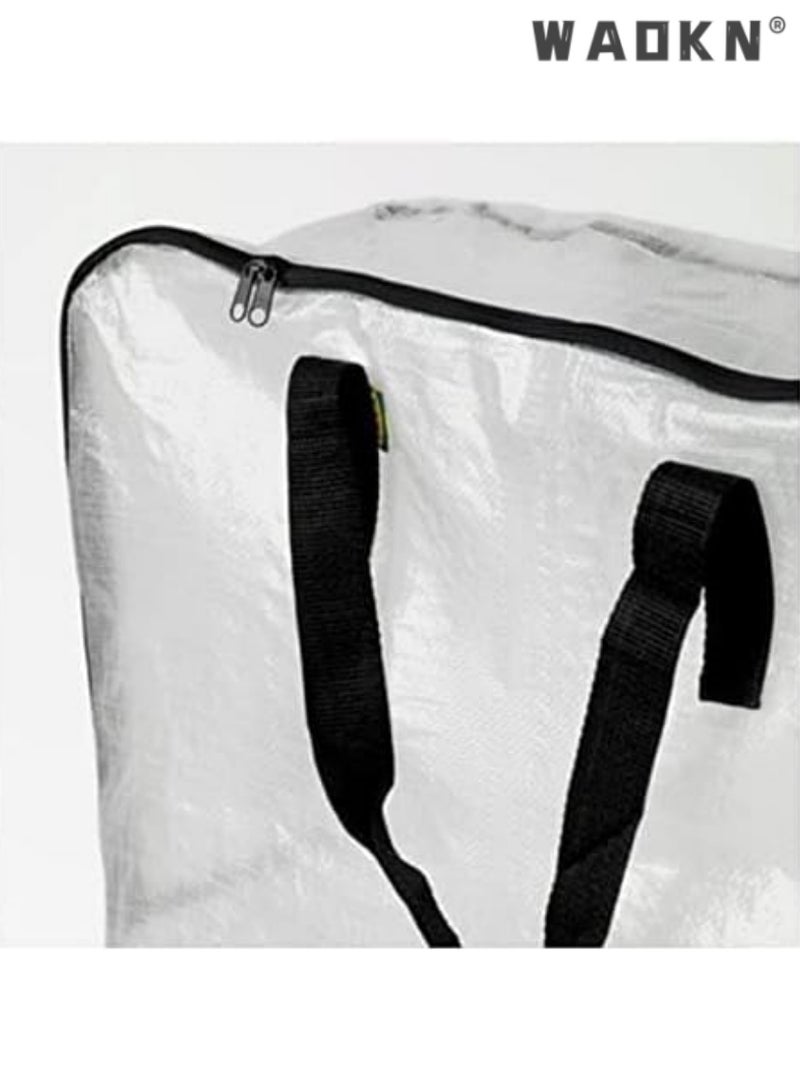 WAOKN 3 Pack Heavy Duty Extra Large Clear Moving Bags W/Backpack Straps Strong Handles And Zippers, Storage Totes For Space Saving, Fold Flat, Alternative to Moving Box (Clear)  - Image 3