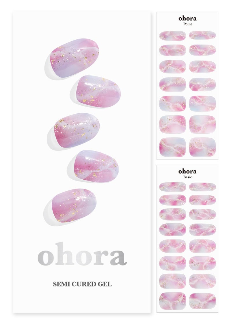 ohora Semi Cured Gel Nail Strips (N Unicorn Dream) - Works with Any Lamps, Salon-Quality, Long Lasting, Easy to Apply & Remove - Includes 2 Prep Pads, Nail File & Wooden Stick - Image 1