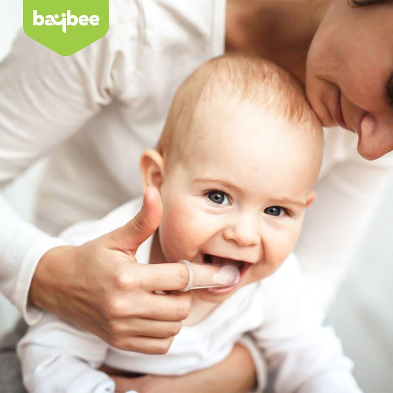 Baybee Silicone Baby Finger Toothbrush, Food Grade Silicone Kids Toothbrush with Case for Easy Cleaning, Soothing Gums & Oral Hygiene | Kids Baby Toothbrush Brush (Pack of 2) (Multi colors) - Image 2