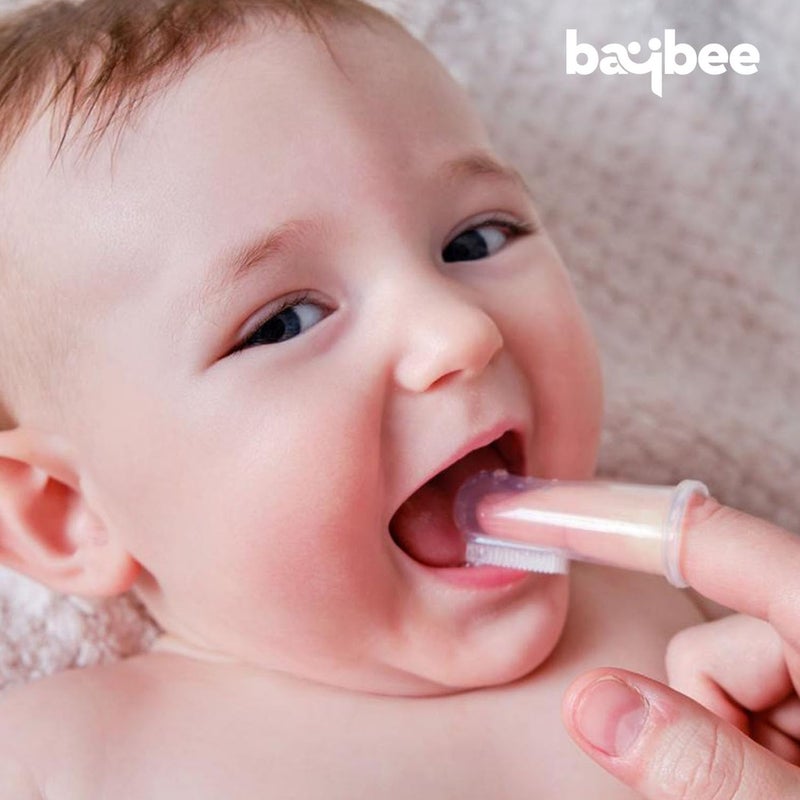 Baybee Silicone Baby Finger Toothbrush, Food Grade Silicone Kids Toothbrush with Case for Easy Cleaning, Soothing Gums & Oral Hygiene | Kids Baby Toothbrush Brush (Pack of 2) (Multi colors) - Image 4