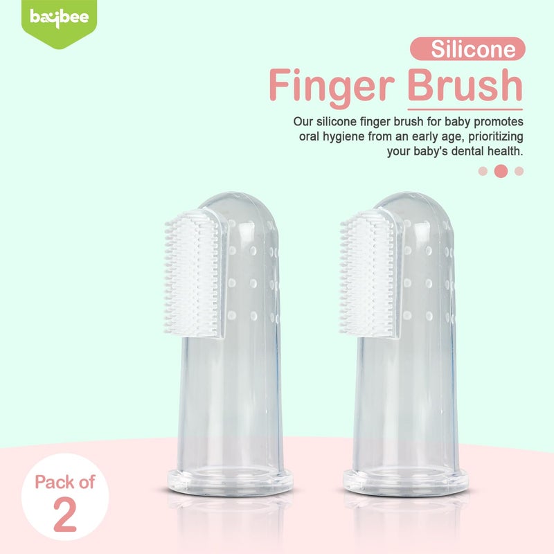 Baybee Silicone Baby Finger Toothbrush, Food Grade Silicone Kids Toothbrush with Case for Easy Cleaning, Soothing Gums & Oral Hygiene | Kids Baby Toothbrush Brush (Pack of 2) (Multi colors) - Image 3