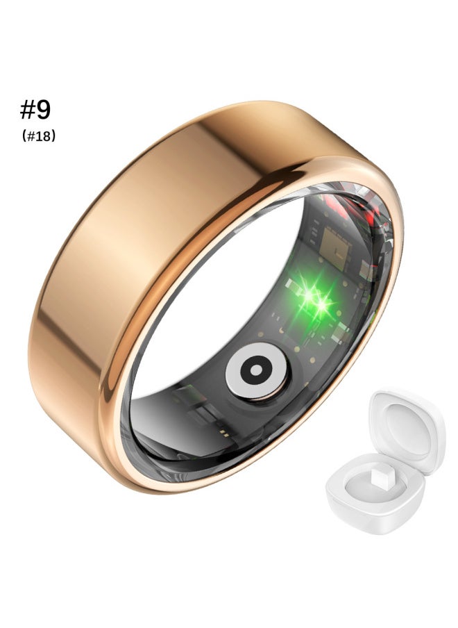 Generic IP68 Waterproof Heart Rate Sleep Pedometer Unisex Smart Ring-color:#11 Gold + Charging Compartment  - Image 3