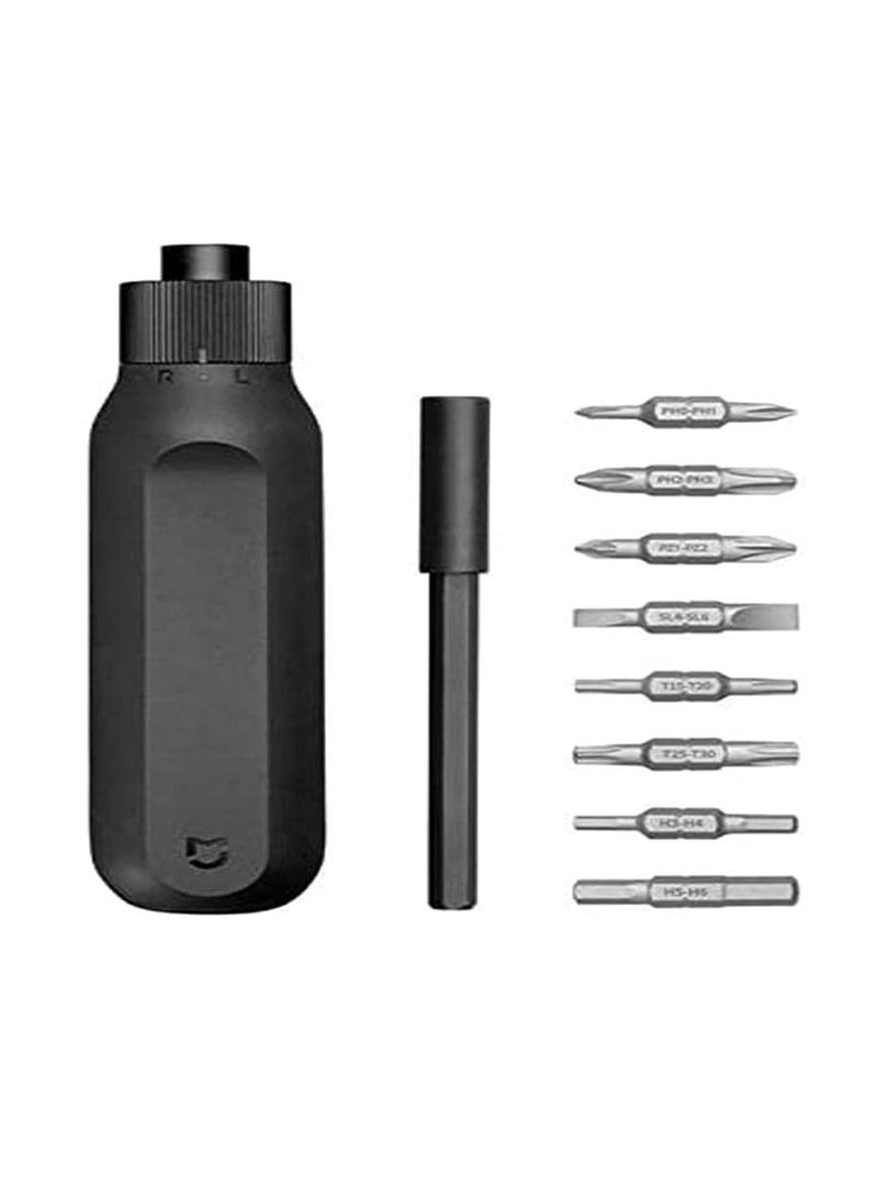 Xiaomi Mijia 16 In 1 Ratchet Screwdriver Set,with Extension Pole 8 Screw Bits Precision Portable Household Double Head Drill Repair Multifunctional Manual Screw Driver for Mobile Phone Computer Maintenance-MJJLLSD002QW Black