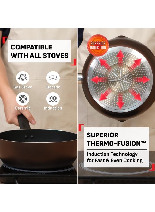 T-Fal Day by Day Non-Stick Deep Frypan/Thermo-Spot Technology/PFOA Free, Titanium Non-Stick Coating / 24 cm/Superior Induction Base/Suitable for All Hob Type/Brown / 2 Years of Warranty - Image 2