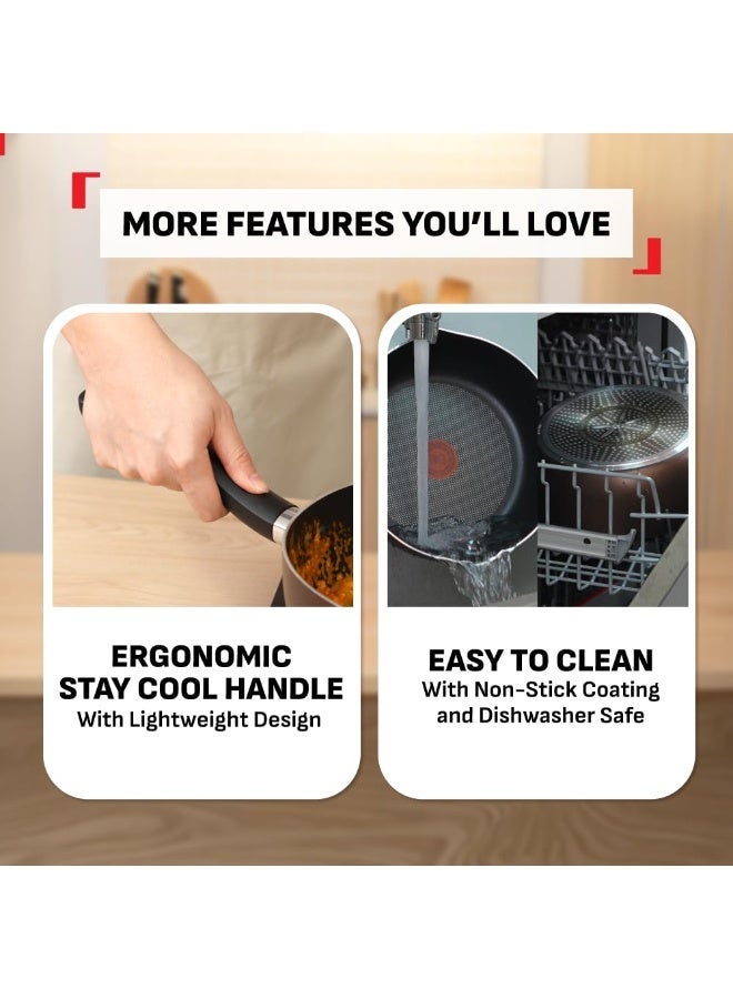 T-Fal Day by Day Non-Stick Deep Frypan/Thermo-Spot Technology/PFOA Free, Titanium Non-Stick Coating / 24 cm/Superior Induction Base/Suitable for All Hob Type/Brown / 2 Years of Warranty - Image 3