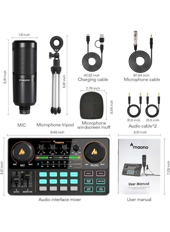 MAONO Podcast Equipment Bundle Audio mixer All-in-One Podcast Production Studio with 3.5mm Microphone for Live Streaming, Podcast Recording, PC, Smartphone, DJ MaonoCaster Lite (AU-AM200-S1) - Image 5