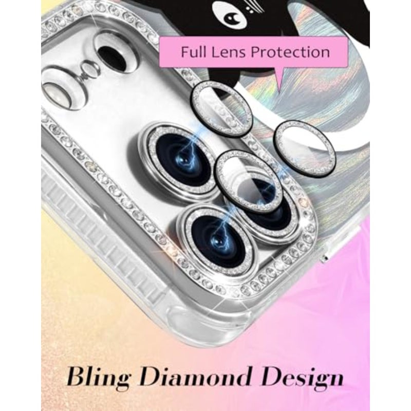 Case - Compatible with Magsafe Women Girls Aesthetic Cute Girly Kawaii Cat Unique Design Bling Lens tector Magenetic Funda Apple Phone Cover - Image 4