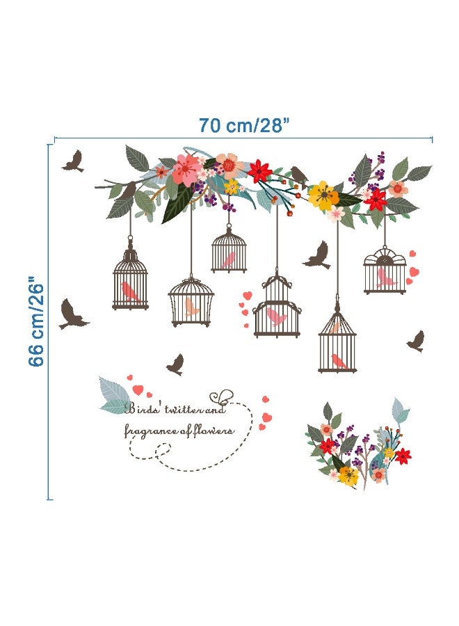 Romantic Cartoon Floral Bird Bedroom Wall Sticker Personality Cute Birdcage Wall Decor For Kids Room House Window Decoration - Image 3
