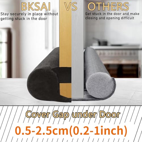 BKSAI Door Draft Stopper for Doors 31-39" No Adhesive Draft Stopper for Bottom of Door Draught Excluder Under Door Wind Blocker Reduce Noise Draught Excluder Sweep Sound Proof(Brown) - Image 4