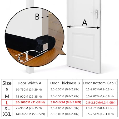 BKSAI Door Draft Stopper for Doors 31-39" No Adhesive Draft Stopper for Bottom of Door Draught Excluder Under Door Wind Blocker Reduce Noise Draught Excluder Sweep Sound Proof(Brown) - Image 2
