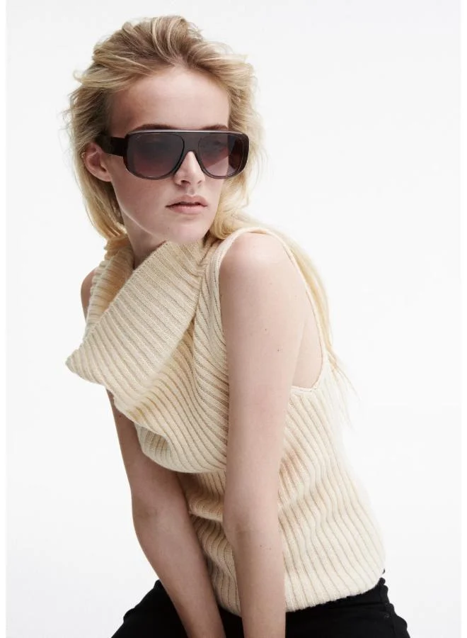 Mango  Turtleneck Ribbed Gilet for Women | Best Price UAE