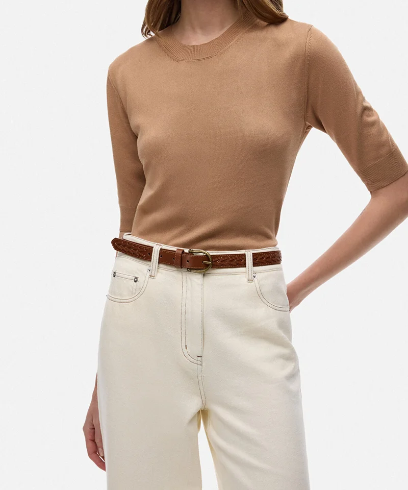 ابيكول Belt with Decorative Stitching