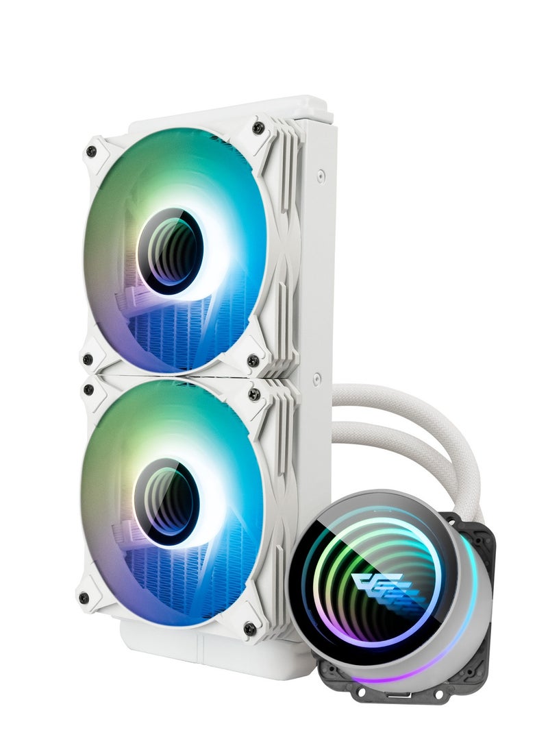 Darkflash  DX240 V2.6 ARG CPU Liquid Cooler, Latest Intel 17xx u0026 AMD5 Support, 1800 RPM, Water Pump Infinity Mirror With 360 Degree Rotation, Low Noise 32dba, 51CFM - Image 3