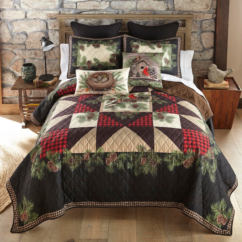 Donna Sharp Cardinal Pine Polyester Bedding Set 3Piece Queen Size Quilt Set Includes 1 Quilt and 2 Standard Pillow Shams Machine Washable Traditional Design - Image 2