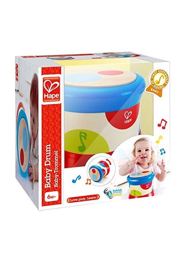 Hape - Baby Drum ; Colorful Rolling Drum Musical Instrument Toy For Toddlers Rhythm & Sound Learning Battery Powered (E0333) L 5.9 W 5.9 H 5 Inch - Image 1