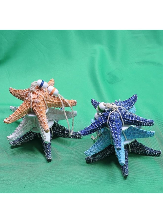 YINZUO YINZUO Coastal Hanging Starfish Decor â€“ Nautical Beach Theme Ornaments with Rope and Beads, Colorful Sea Star Decorations for Bathroom (B)  - Image 4