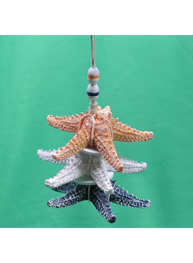 YINZUO YINZUO Coastal Hanging Starfish Decor â€“ Nautical Beach Theme Ornaments with Rope and Beads, Colorful Sea Star Decorations for Bathroom (B)  - Image 5