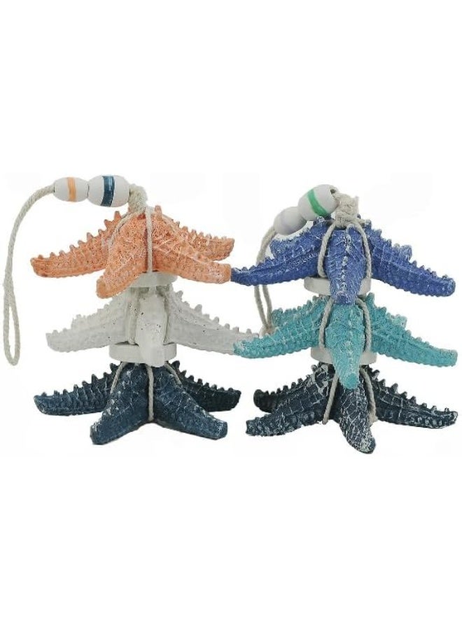 YINZUO YINZUO Coastal Hanging Starfish Decor â€“ Nautical Beach Theme Ornaments with Rope and Beads, Colorful Sea Star Decorations for Bathroom (B)  - Image 2