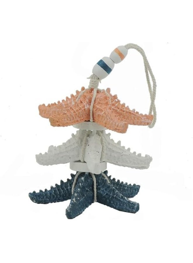 YINZUO YINZUO Coastal Hanging Starfish Decor â€“ Nautical Beach Theme Ornaments with Rope and Beads, Colorful Sea Star Decorations for Bathroom (B)  - Image 1
