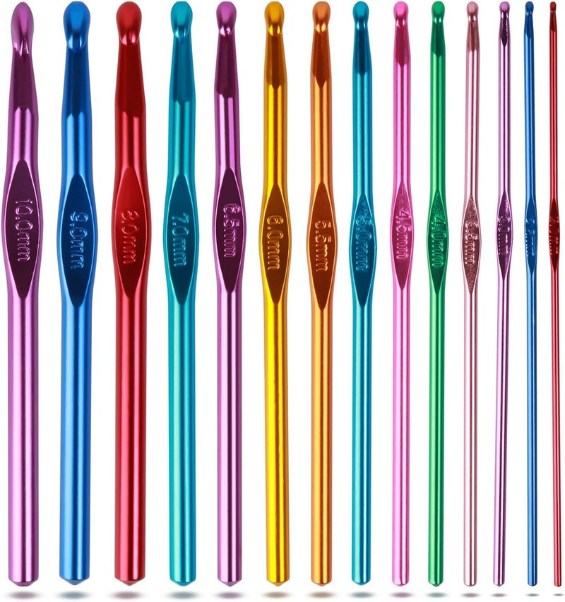 hanmir Crochet Hooks Set, Aluminum Handle Knitting Needles for Arthritic Hands, Crochet Needles for Yarn Craft, Nice Gift for Women - Image 1