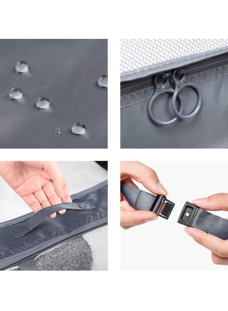SAW & SEE 7-Piece Travel Luggage Organizer Set – Lightweight and Foldable Packing Cubes with Toiletry Bag, Perfect Suitcase Storage Solution for Neat and Hassle-Free Travel – GREY - Image 4