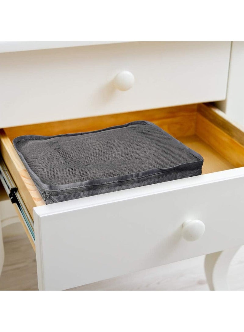 SAW & SEE 7-Piece Travel Luggage Organizer Set – Lightweight and Foldable Packing Cubes with Toiletry Bag, Perfect Suitcase Storage Solution for Neat and Hassle-Free Travel – GREY - Image 5