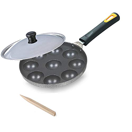 Anjali Diamond Series Royal Aluminum 9 Cups Appa Patra with Lid (Black) - Image 1