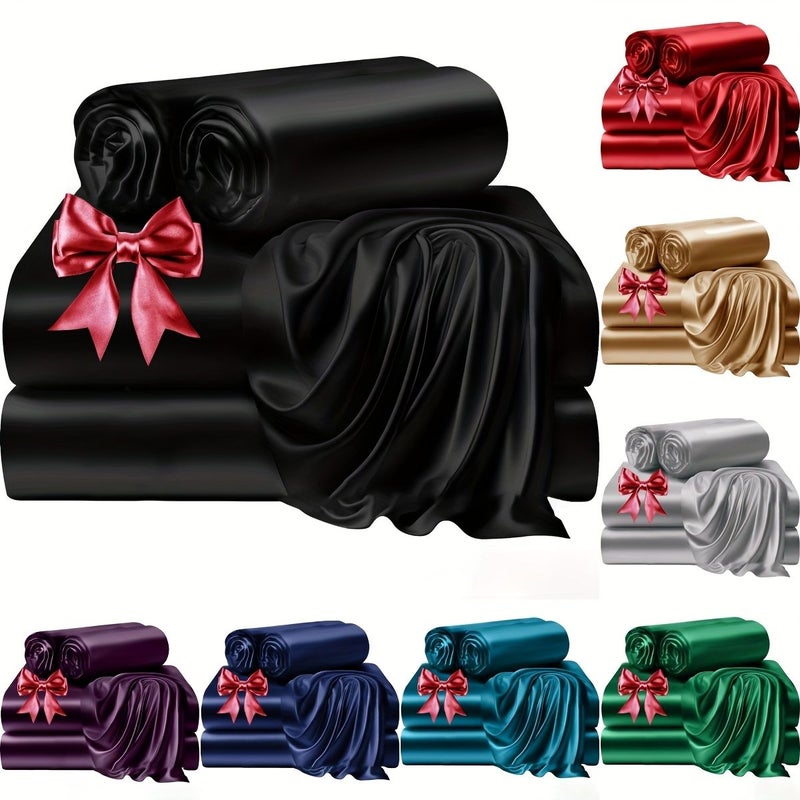 King Size 80G Light Luxury Colored Cube 4 Piece Bed Sheet Set Includes 1 Fitted Sheet 1 Flat Sheet 2 Pillowcases For Home Bedroom Guest Room Hotel Black - Image 1