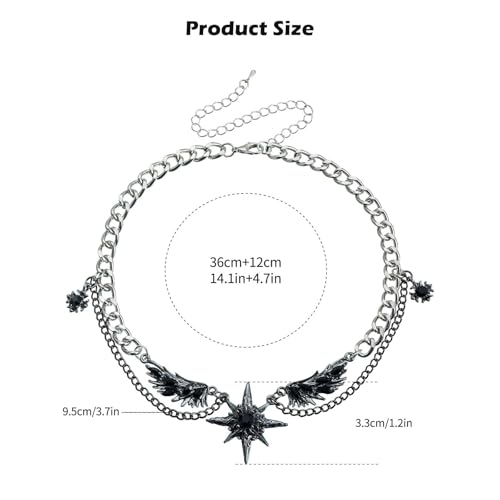 XFSAFDM Gothic Necklace for Men & Women, Dark Aesthetic Layered Chain Jewellery, Bold Streetwear Accessory, Unisex Gothic Jewellery for Casual & Y2K Fashion Outfits, Alloy Material - Image 2