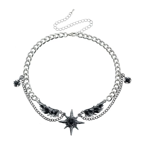 XFSAFDM Gothic Necklace for Men & Women, Dark Aesthetic Layered Chain Jewellery, Bold Streetwear Accessory, Unisex Gothic Jewellery for Casual & Y2K Fashion Outfits, Alloy Material - Image 1