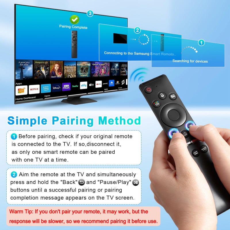 Tendodo Voice Remote for Samsung Smart TV Remote Control Replacement BN59-01330A Fit for All Samsung Remote with Voice Function for S-amsung Frame Crystal UHD Curved Neo QLED OLED Smart TVs - Image 3