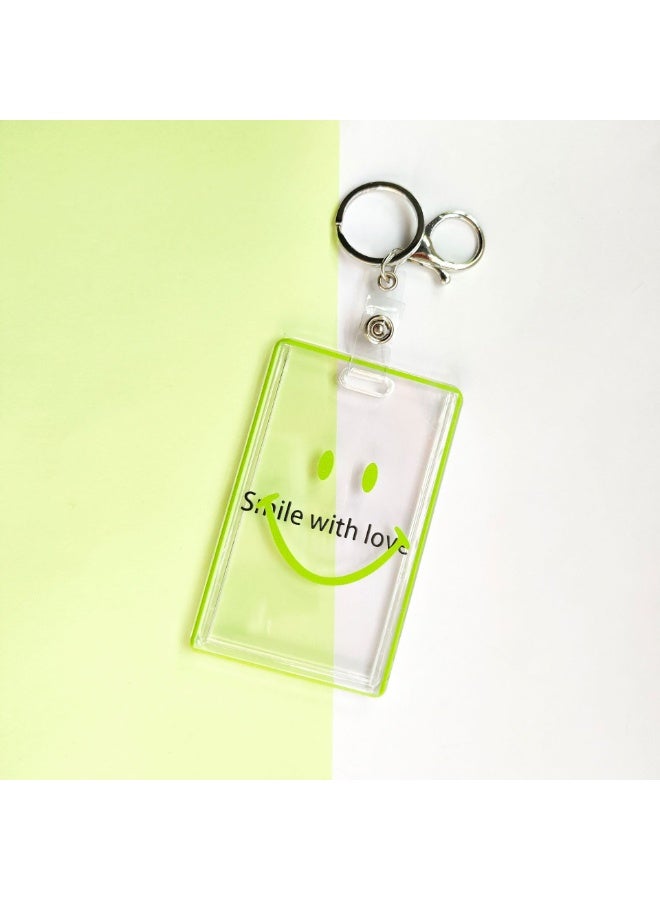 NIBEMINENT 1 - Piece Smiling Face Kpop Photo Card Holder Pendant Key Chain ID Badge Holder ID Card Holder Photo Card Protector for School ID Office ID Access Card for Women Girls
