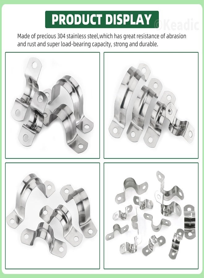 كياديك مشبك أنبوبي من Keadic مكون من 50 قطعة M40 متري ثنائي الفتحات على شكل حرف U، مصنوع من الفولاذ المقاوم للصدأ 304، مشبك أنبوبي صلب شديد التحمل، لتثبيت الأنابيب على أسطح مختلفة - Image 5