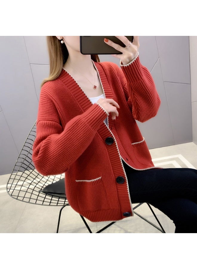 NIBEMINENT Spring Autumn Women's Jacket Loose Knitted Cardigan Korean Single Breasted Sweater Coat Female - Image 1