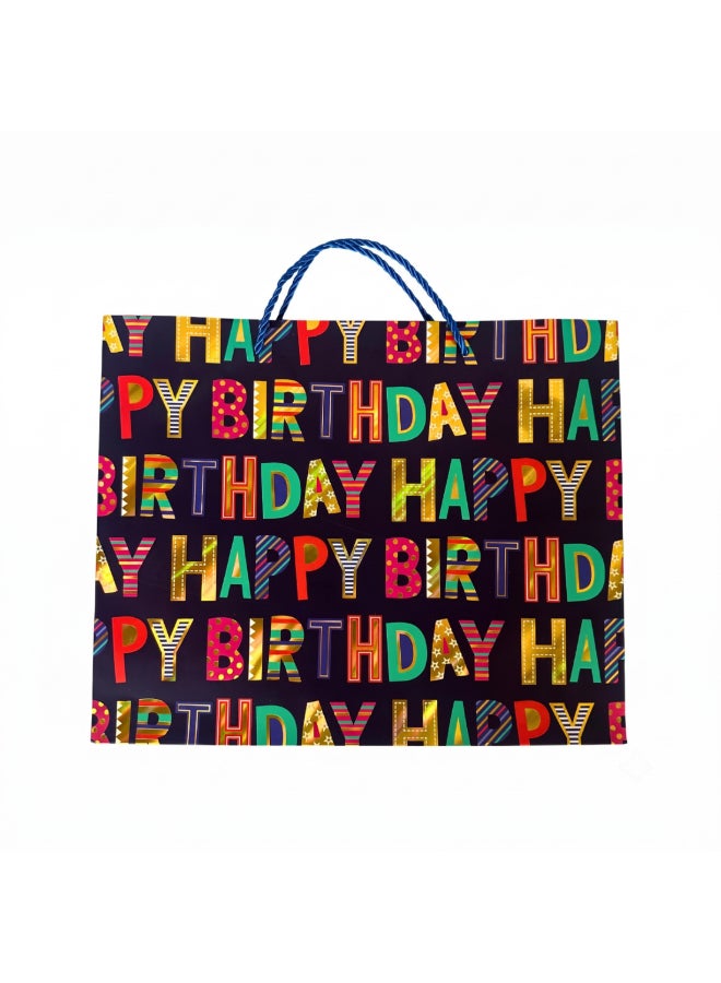 Party Camel Happy Birthday Typography Gift bag - Navy - Image 1