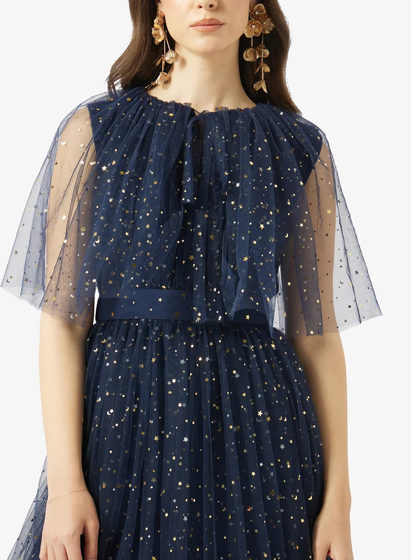 Namshi X  Shimmer Cape Evening Dress for Women | Best Price UAE