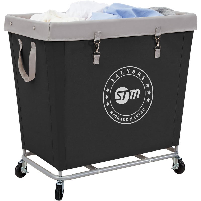 STORAGE MANIAC Commercial Laundry Hamper with Heavy Duty Steel Frame 320 L Industrial Laundry Basket Cart with Wheels for Hotel Home Laundry Room 317L x 193W x 3091H Large Black - Image 2