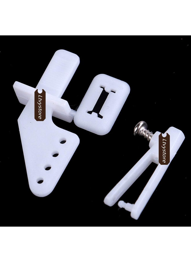 Ltvystore Ltvystore 10Pcs Adjustable Pushrod Connector Linkage Stopper 1.3mm & 10Pcs Nylon Control Horns 21x10 mm & 10Pcs 1.2 x 210mm Z Push Rods Parts Compatible for RC Airplane Plane Boat Replacement  - Image 4
