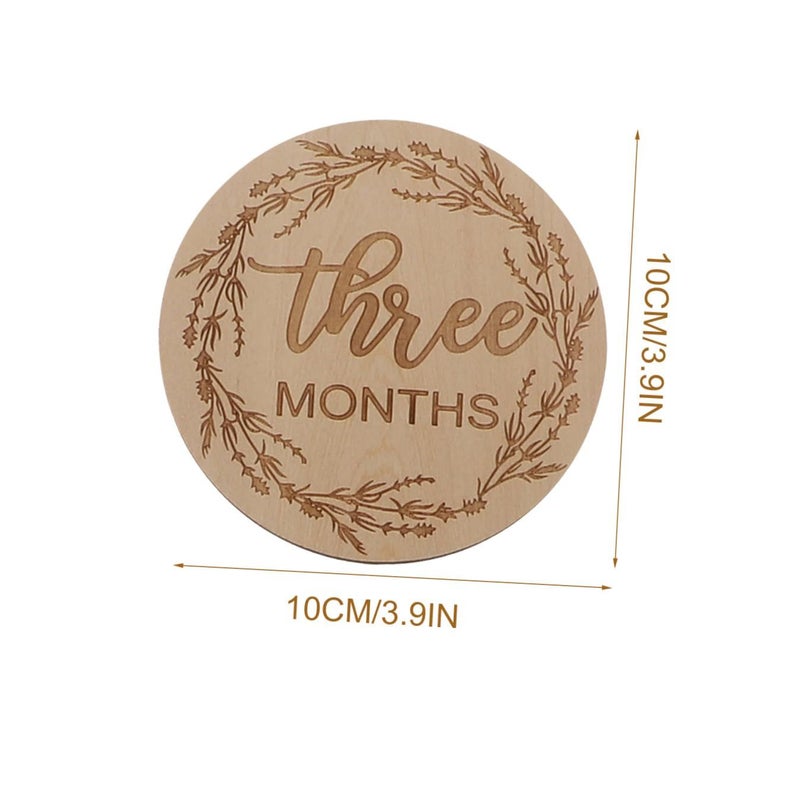 FAVOMOTO Wooden Newborn Growth Monthly Photo Props 36 Creams Set 10X10CM Light Brown Chic Design Ideal for Capturing Precious Moments - Image 3