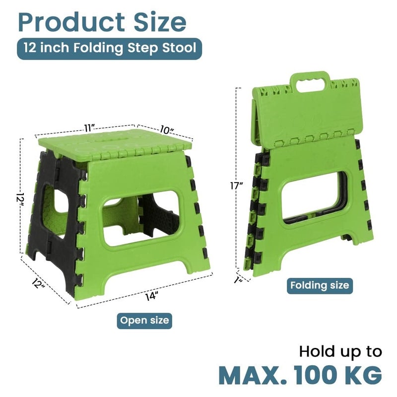 WHEEL CREW 12 Inches Step Stool for Adults and Kids Kitchen Stepping Stools Garden Step Stool Kitchen Stool Pack of 1 Green - Image 2