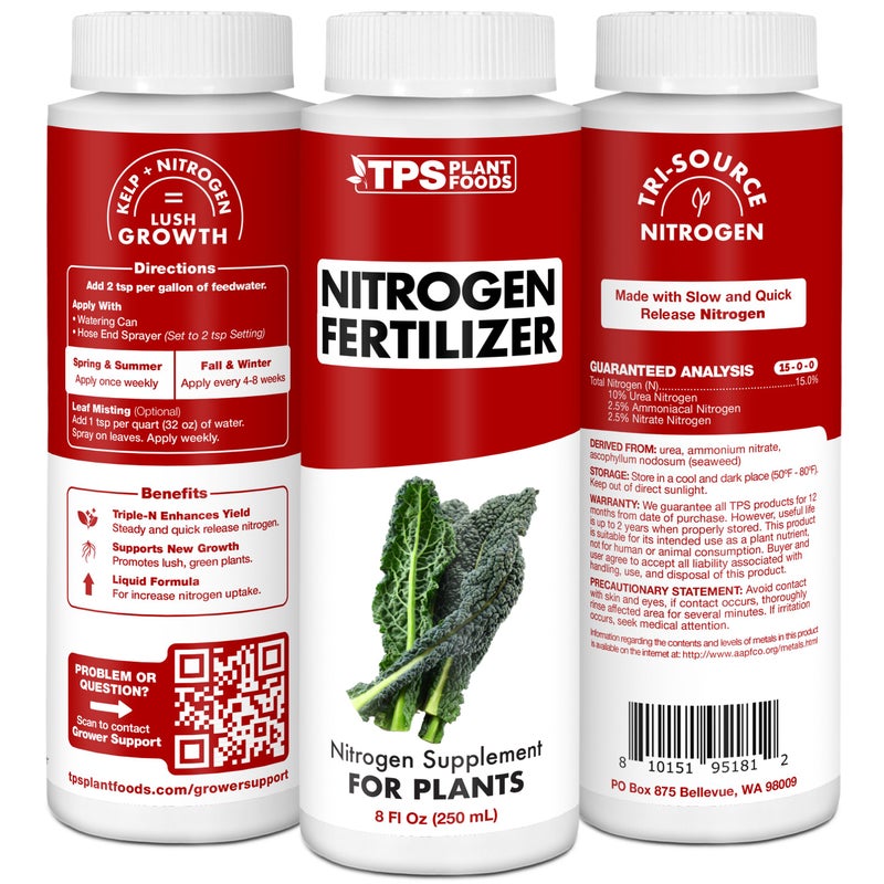 TPS NUTRIENTS Nitrogen for Plants, Tri-Source N Nitrogen for Lush Green Growth, Liquid Plant Fertilizer 8 oz (250mL), SUPPNITRO8OZ - Image 2