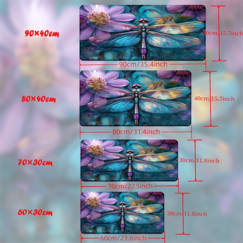 1pc Vibrant Dragonfly Floral Design Mouse Pad 23.6x11.8 Inch Non Slip Rubber Base Smooth Surface For Gaming Office Use Laptops Keyboards Desks Artistic Desk Decor - Image 4