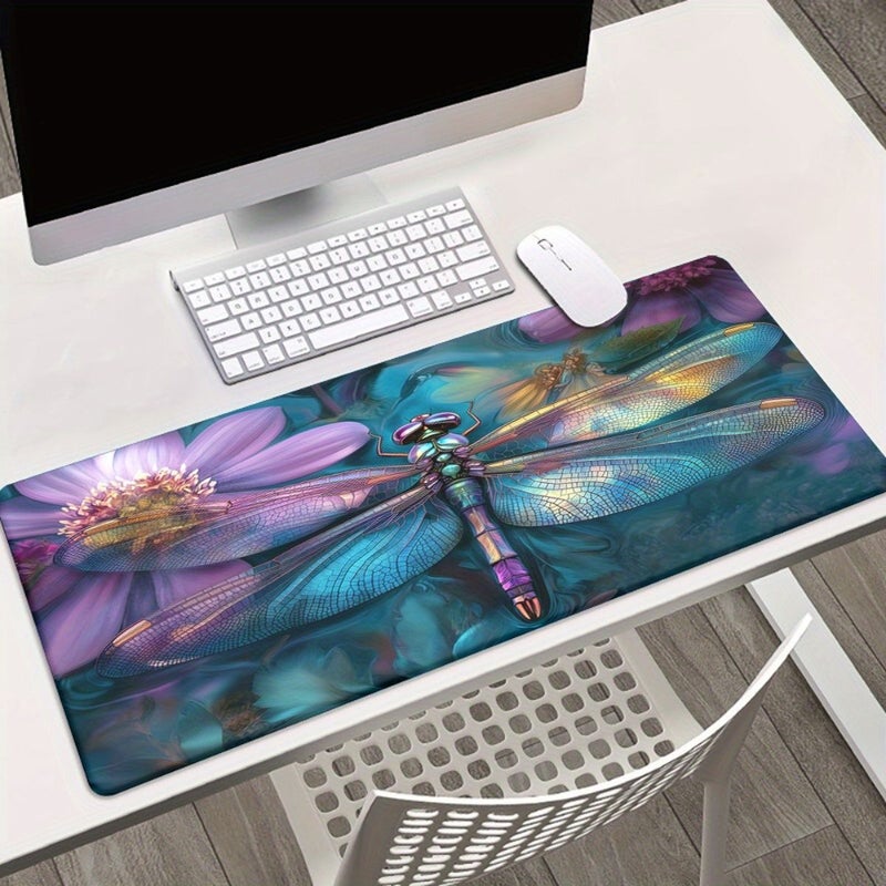 1pc Vibrant Dragonfly Floral Design Mouse Pad 23.6x11.8 Inch Non Slip Rubber Base Smooth Surface For Gaming Office Use Laptops Keyboards Desks Artistic Desk Decor - Image 5