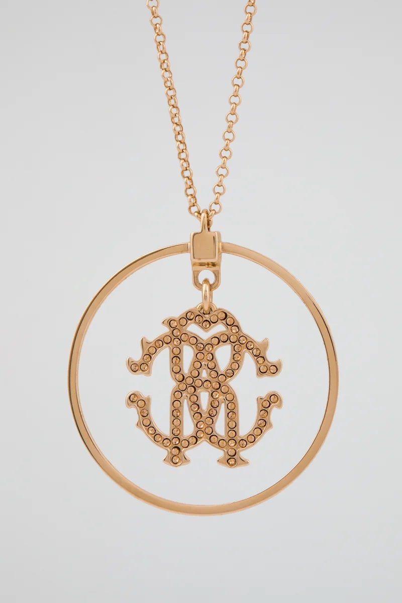 roberto cavalli Roberto Cavalli Gold-Tone Logo Pendant Necklace