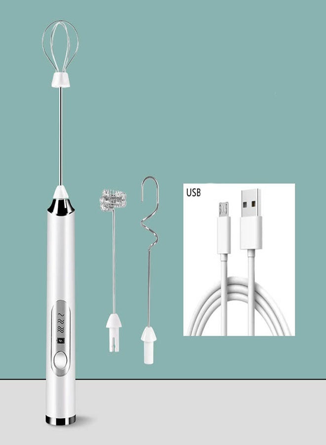 Milk Frother - Handheld Electric Whisk Portable Coffee frother USB Rechargeable 3-Speed Milk frother Beverage Mixer for Matcha Cappuccino with 2 Stainless Steel Whisk and 1 Cleaning Brush-Gift - Image 3