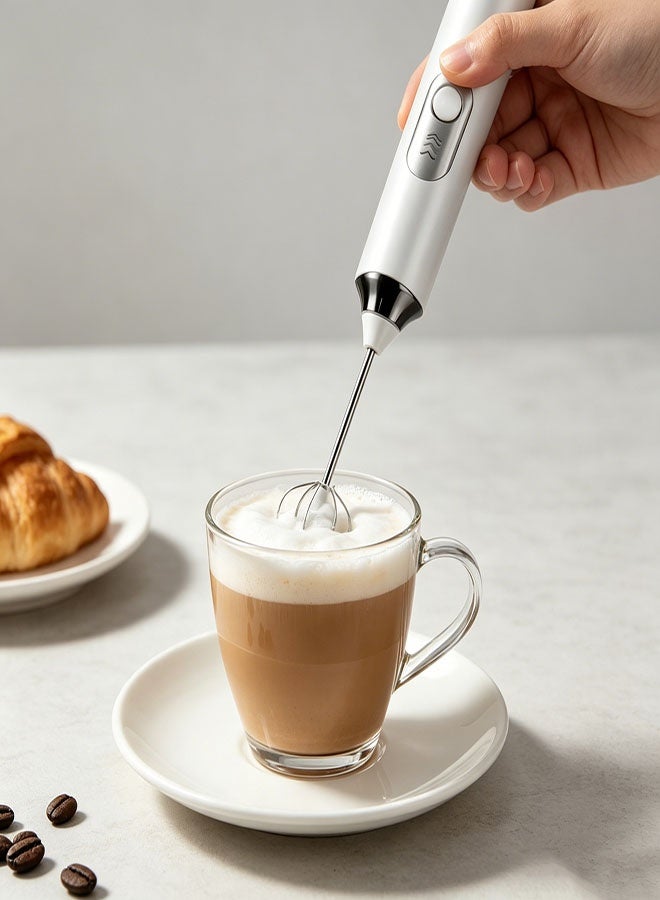 Milk Frother - Handheld Electric Whisk Portable Coffee frother USB Rechargeable 3-Speed Milk frother Beverage Mixer for Matcha Cappuccino with 2 Stainless Steel Whisk and 1 Cleaning Brush-Gift - Image 2